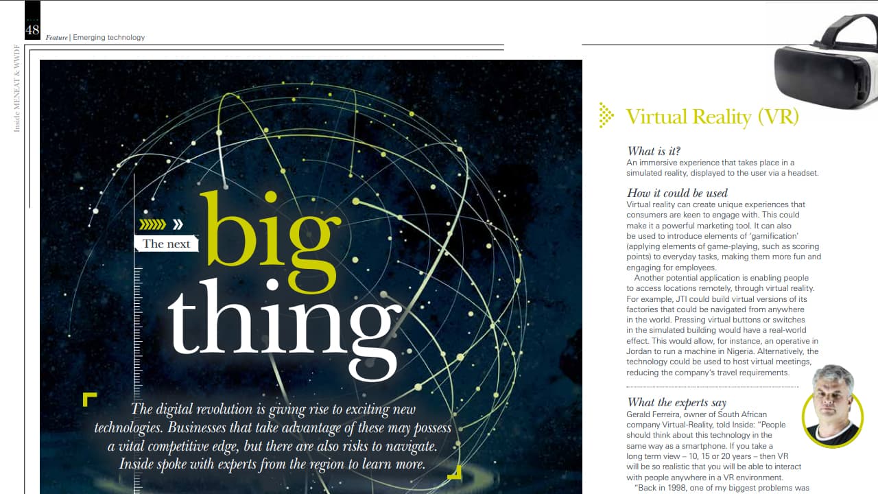 International Media Coverage for Gerald Ferreira Virtual Reality