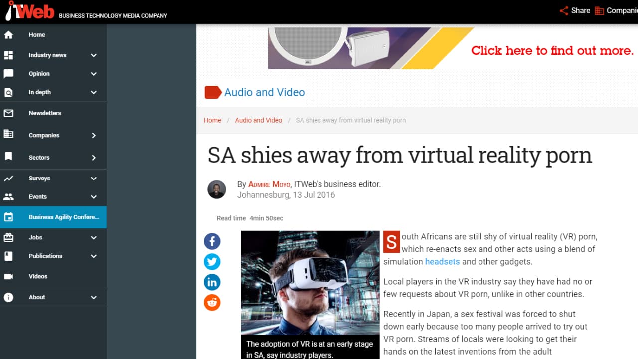 Gerald Ferreira - We are not interested in doing Virtual Reality Porn