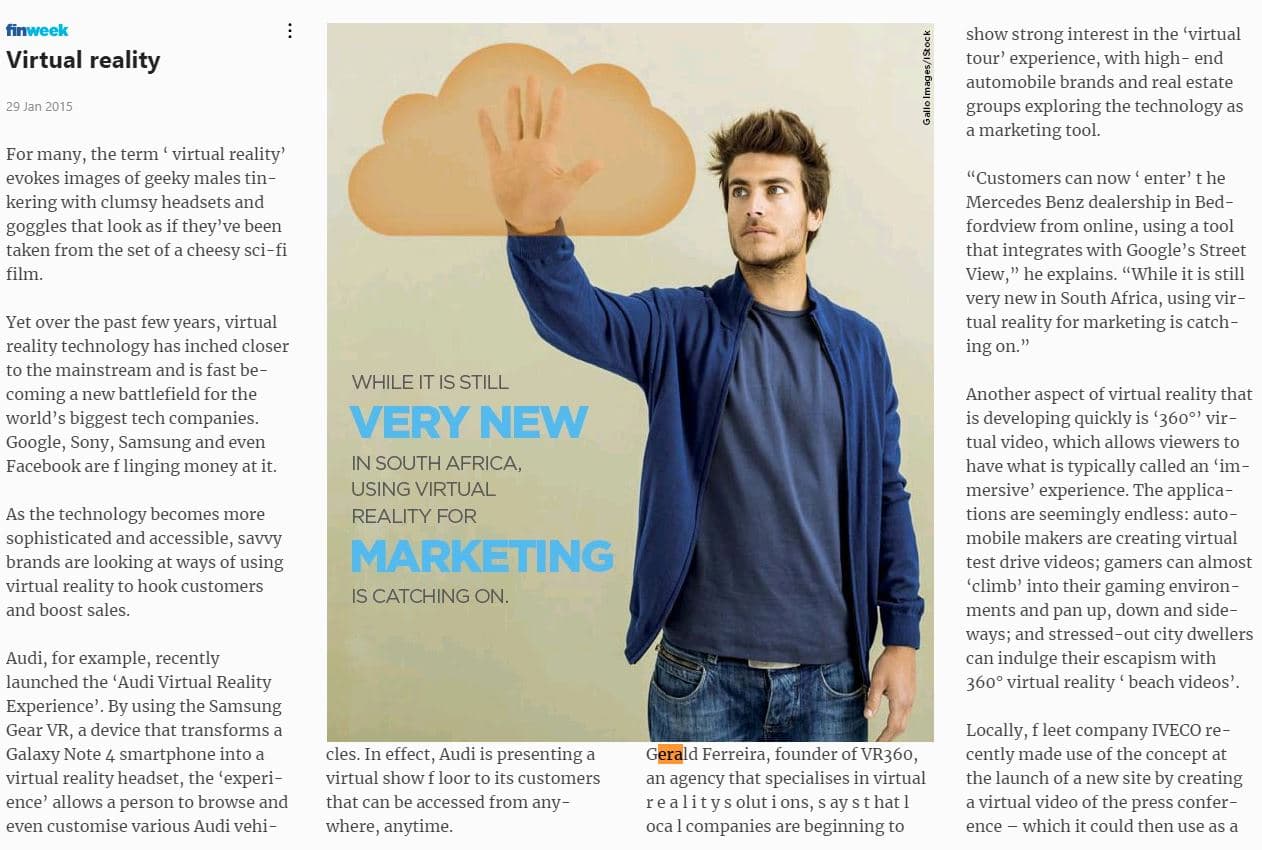 Virtual Reality in Finweek News